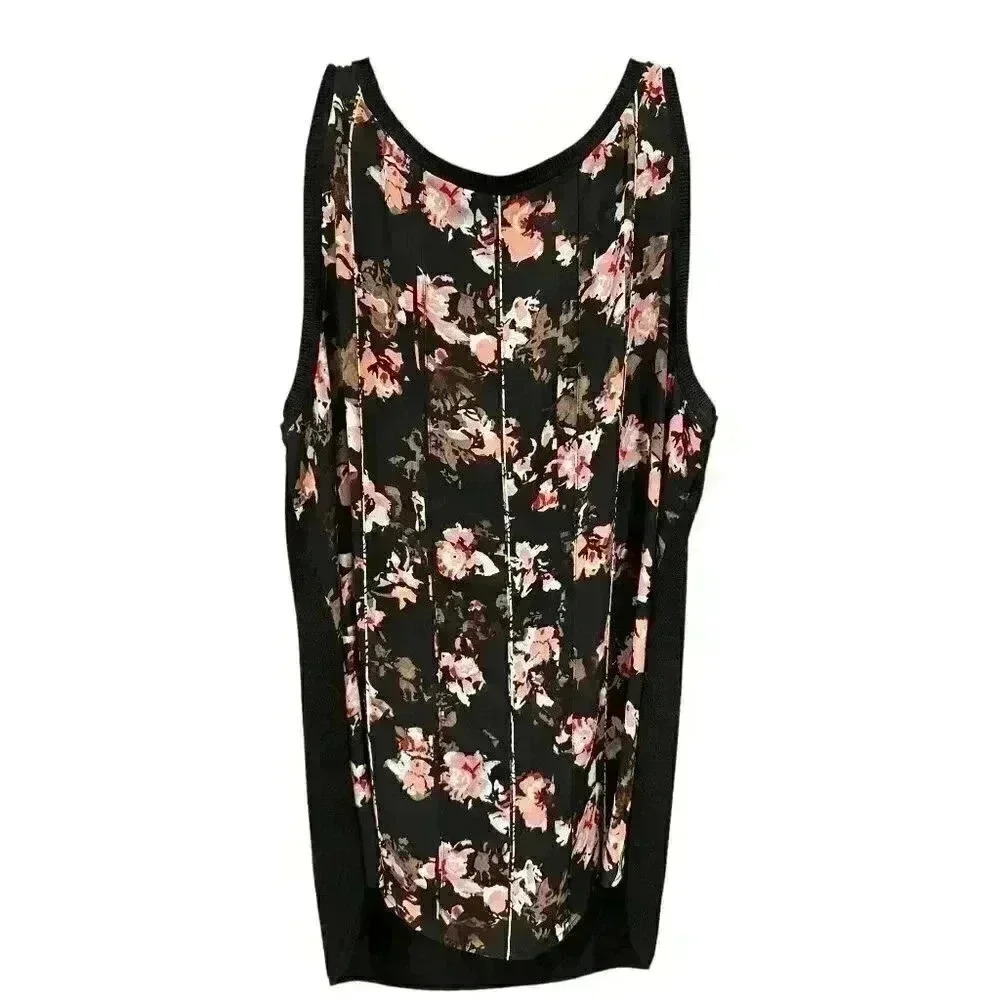 White House Black Market Women's Floral Woven Sweater Hi Low Tank Size M, EUC